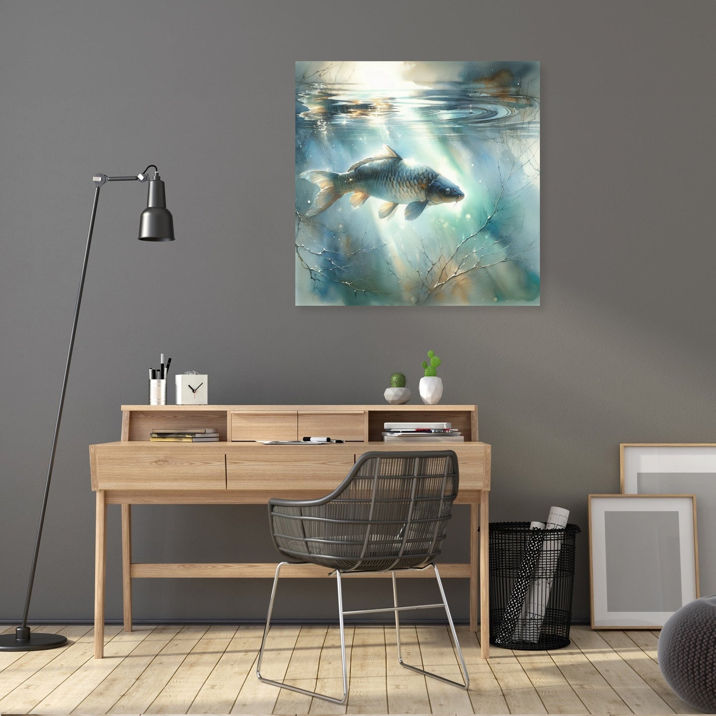 Solitary Carp Reflections Canvas