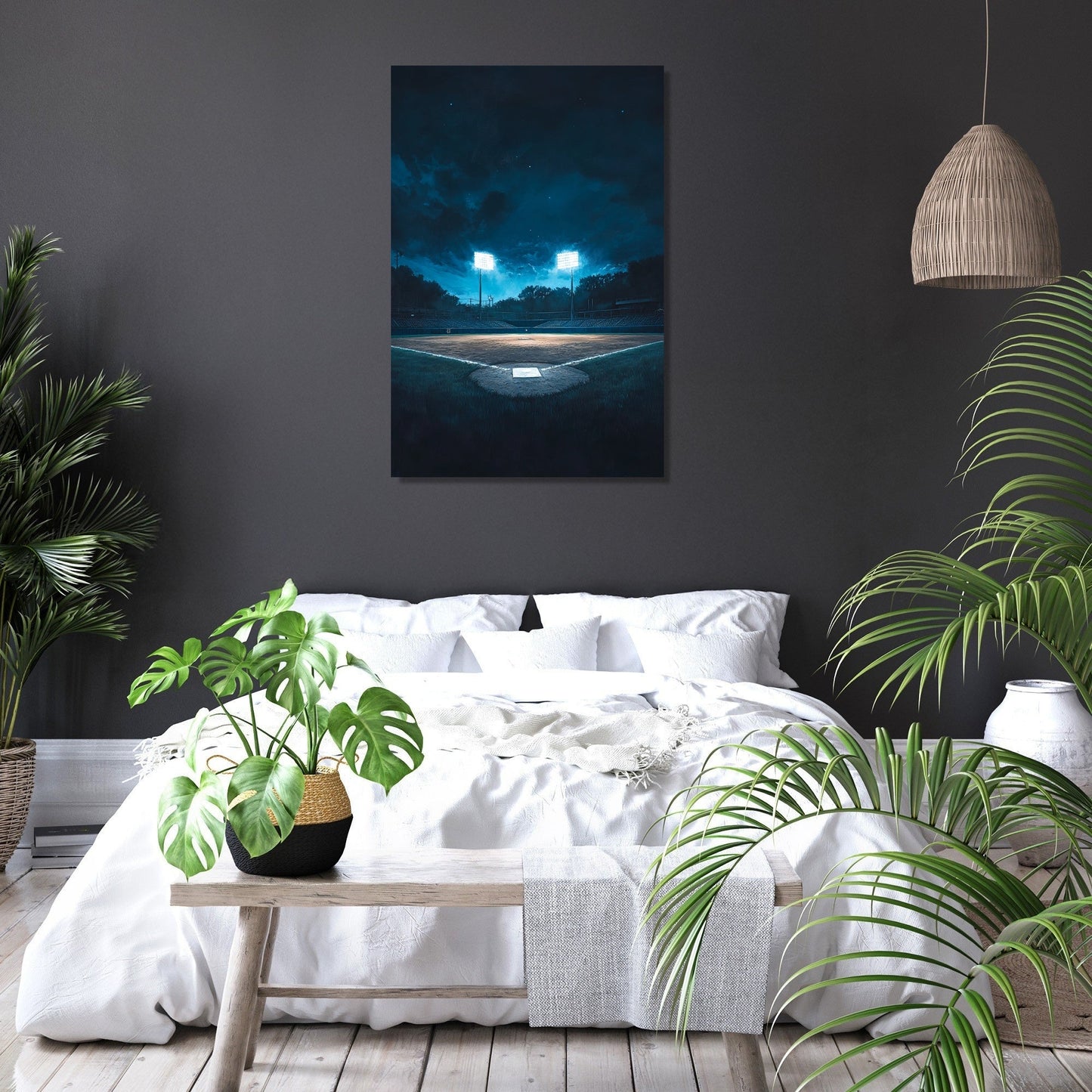 Baseball Field at Night Canvas