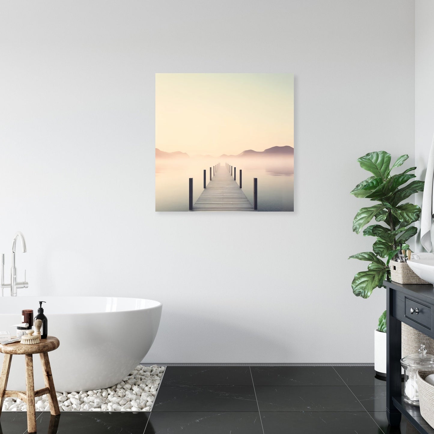 Misty Pier Solitude Canvas