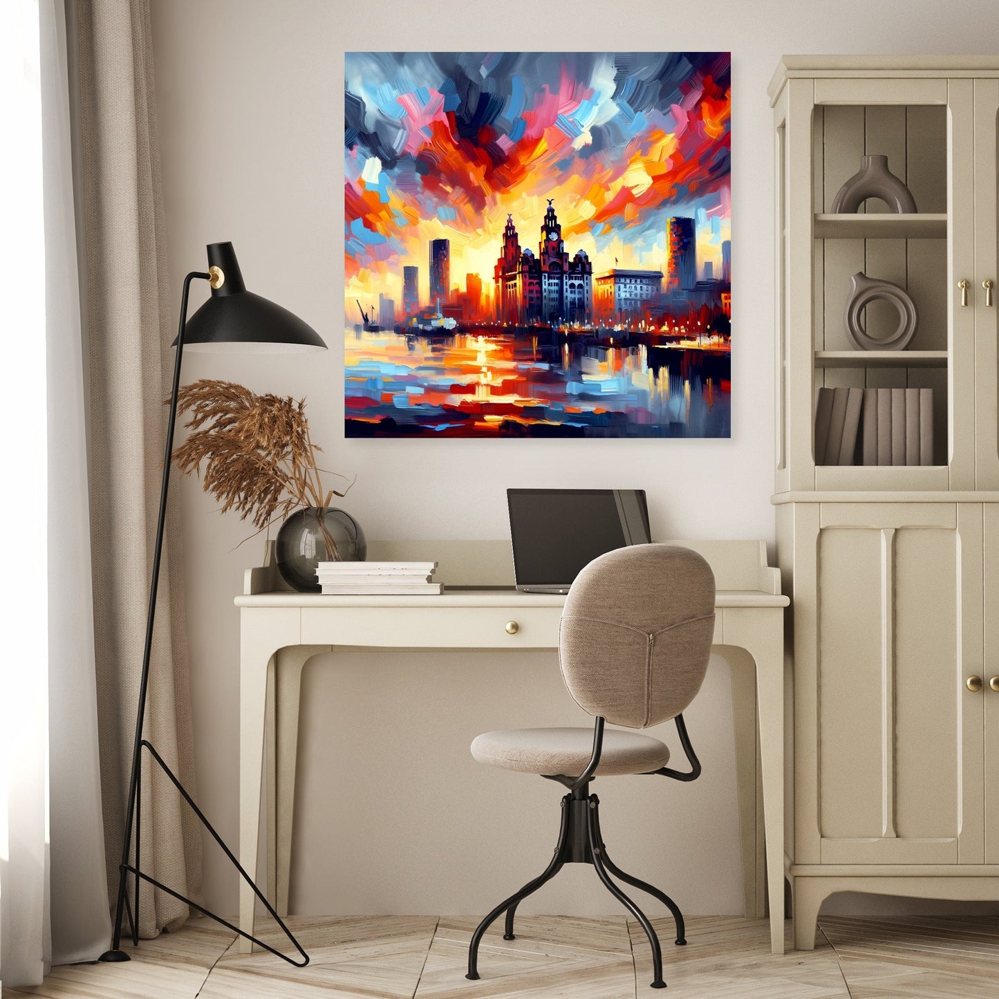 Expressionist Sunset Liverpool Skyline Canvas