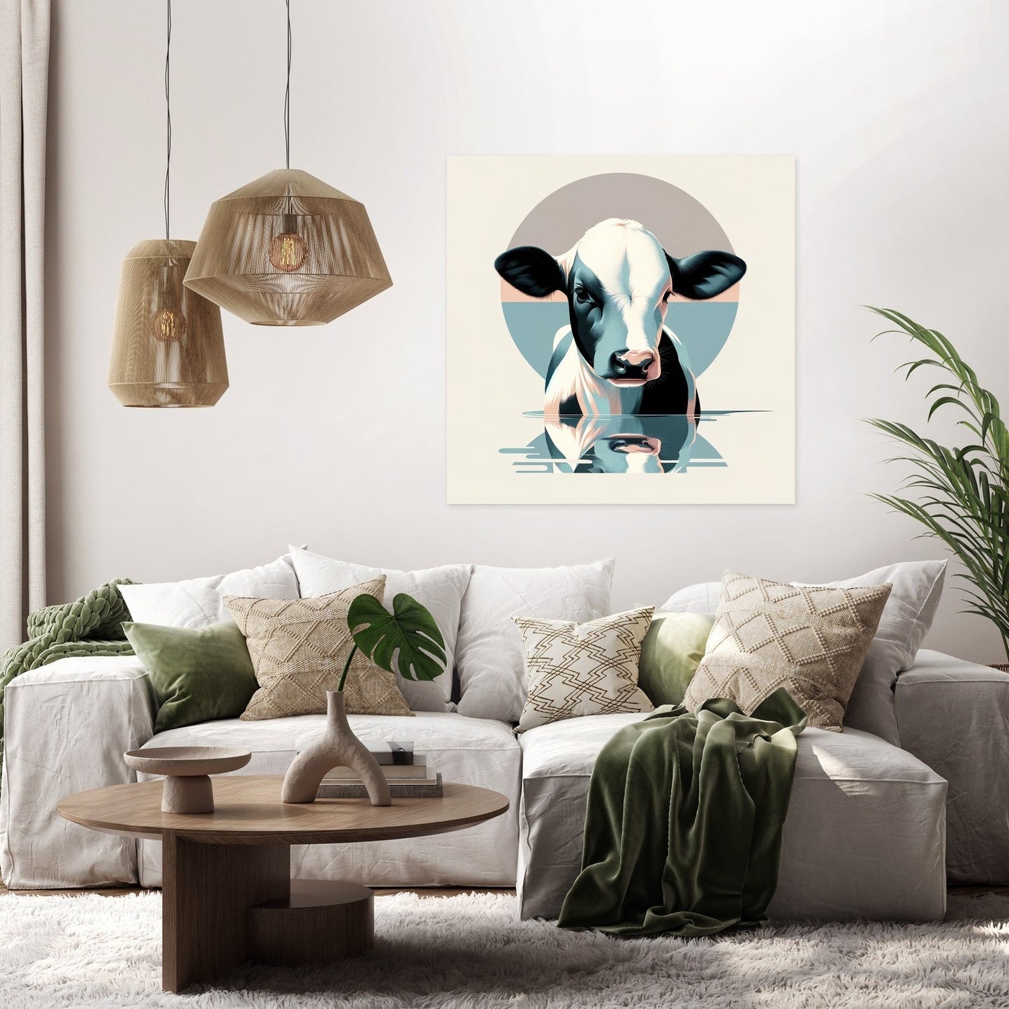 Pastel Modernist Cow Canvas