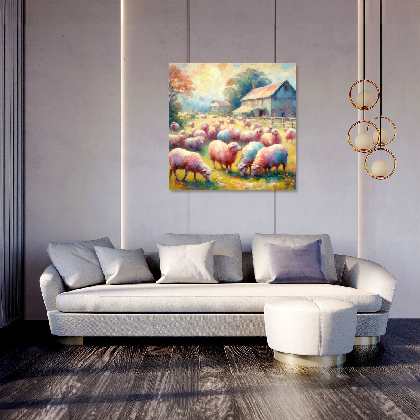 Pastoral Harmony Sheep Canvas