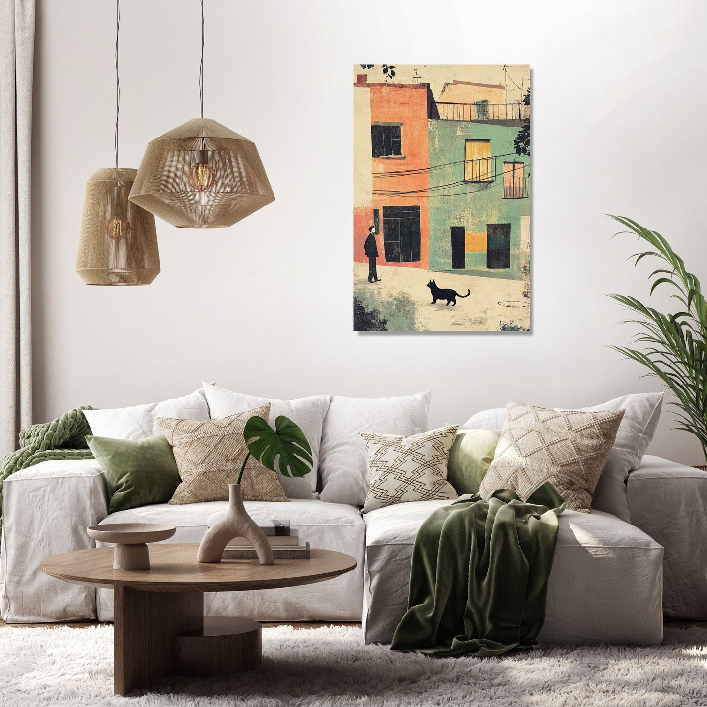 Black Cat Crossing Canvas