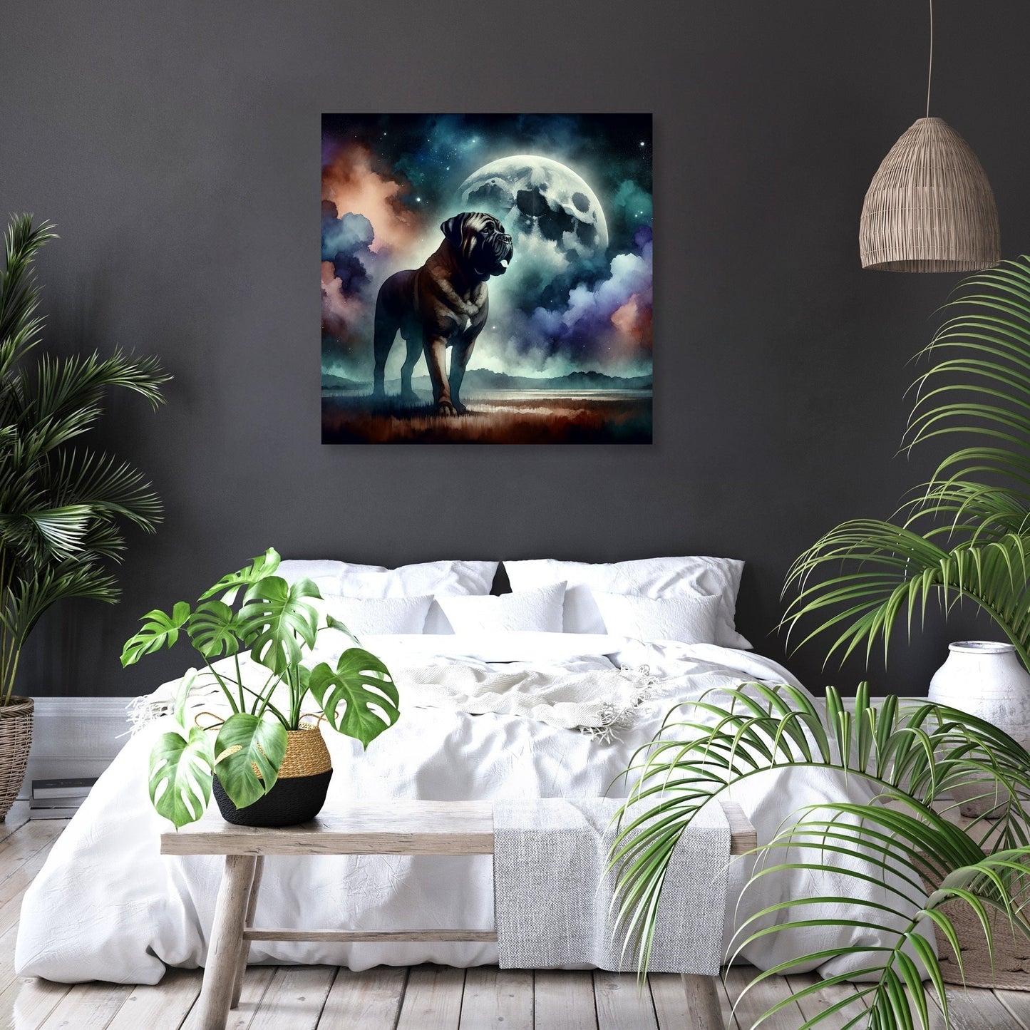 Moonlit Guardian Bullmastiff Canvas