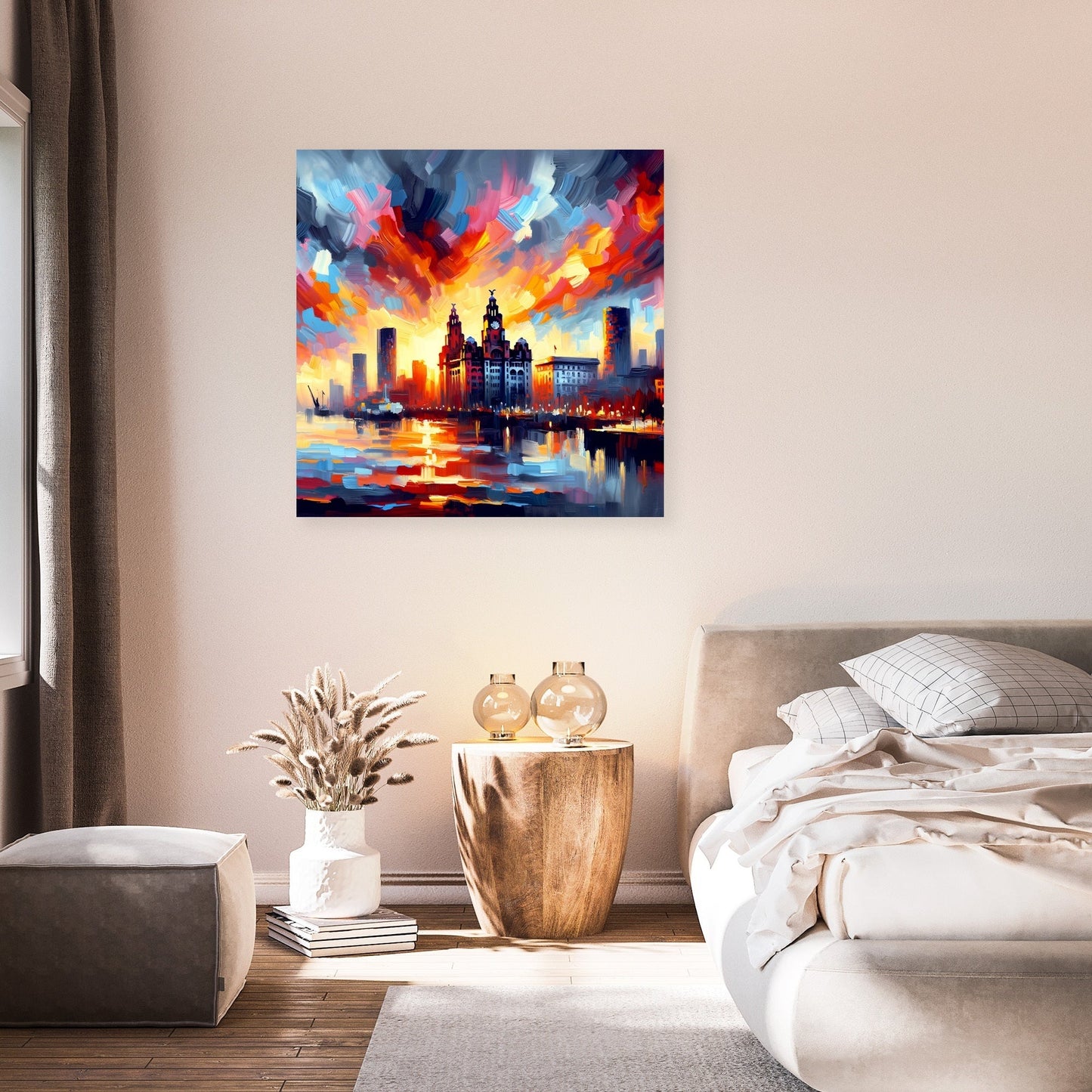 Expressionist Sunset Liverpool Skyline Canvas
