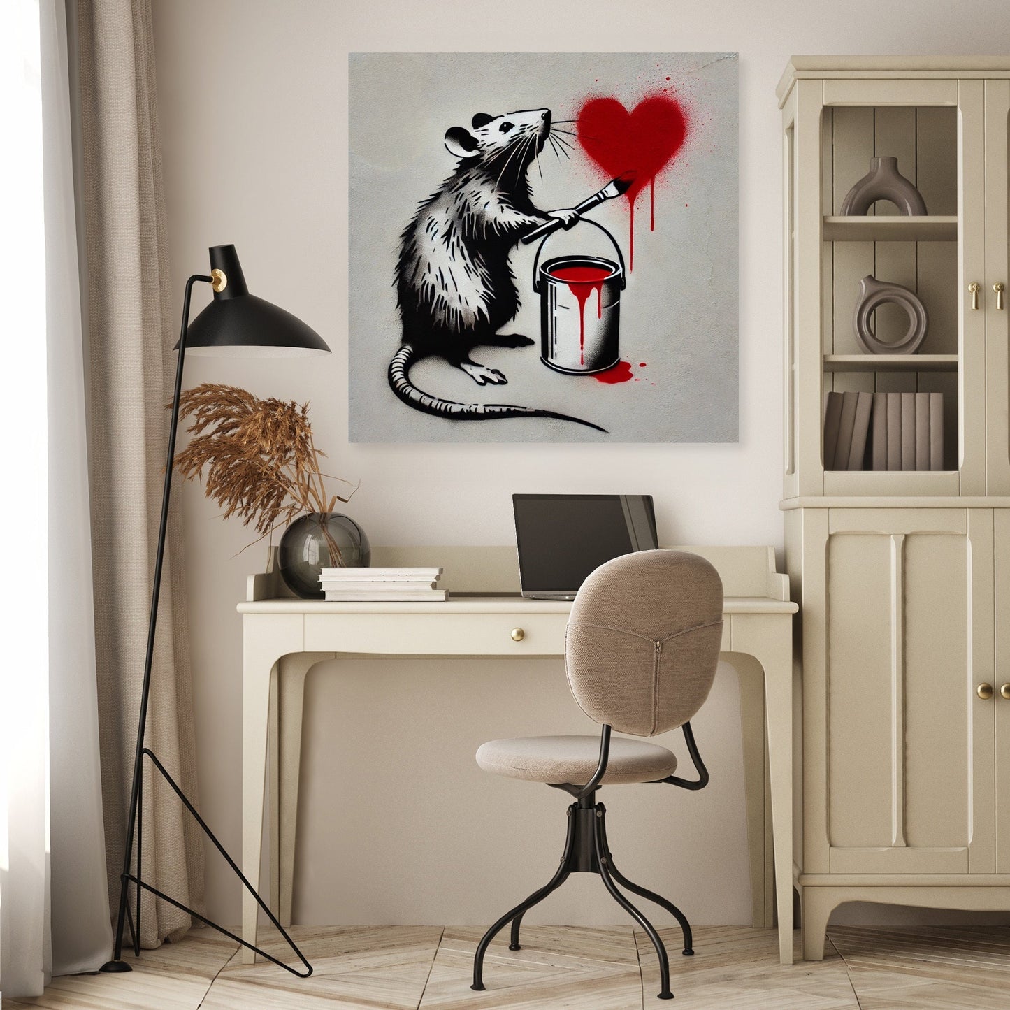 Red Heart Rat Canvas