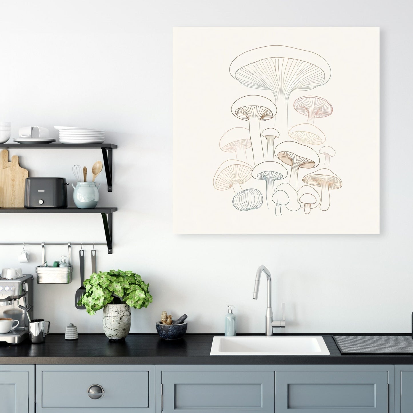 Minimalist Mushroom Medley Canvas