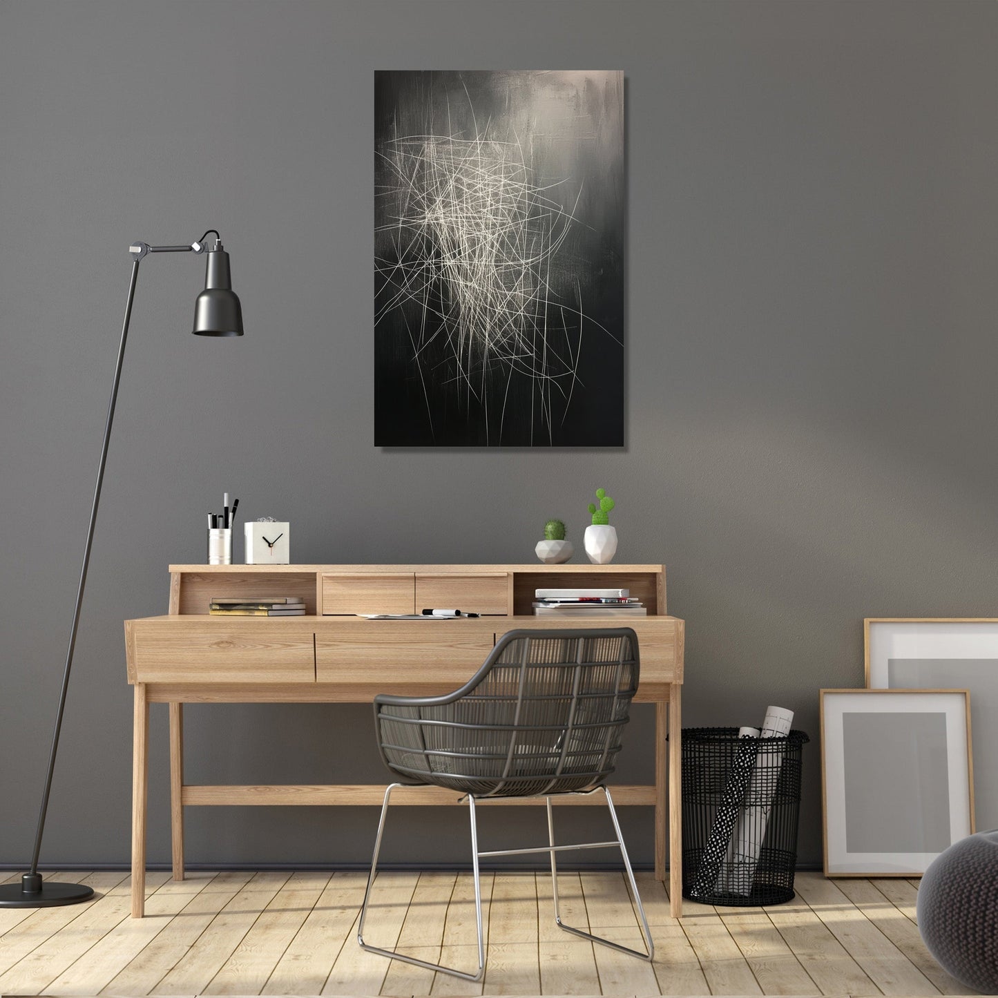 White Lines on Grey Canvas