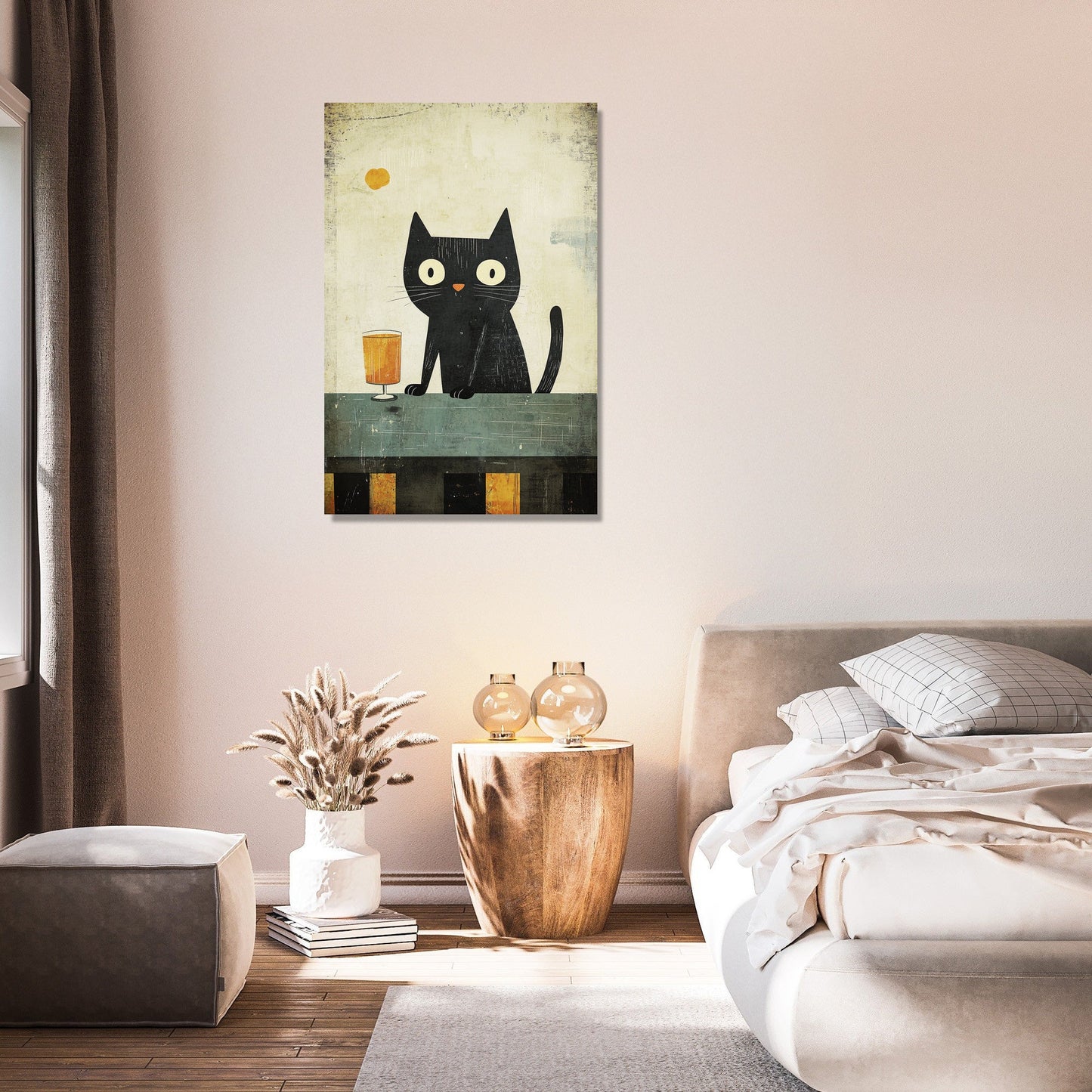Cat with Drink Canvas