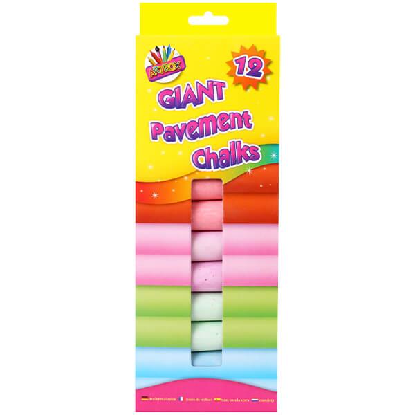 Children's Pack of 12 Giant Pavement Chalks in Pastel Colours