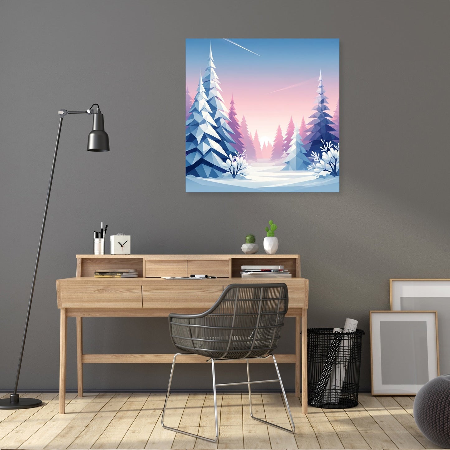 Frosty Dawn Geometry Canvas
