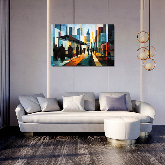 Geometric Bus Stop Canvas