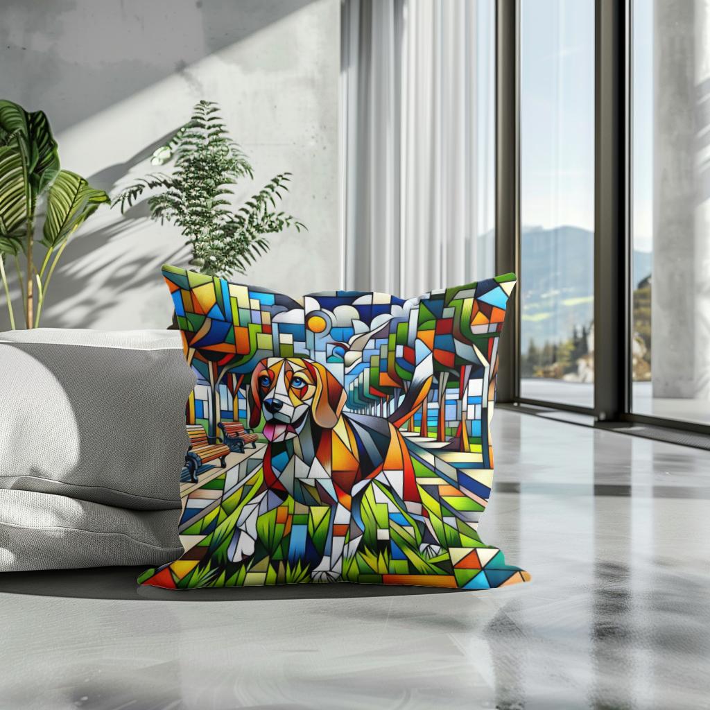 Cubist Canine Cotton Cushion