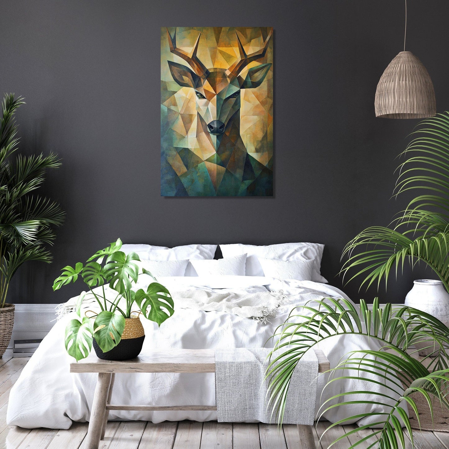 Noble Deer Geometric Canvas