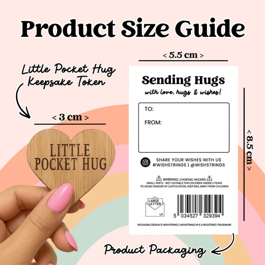 Get Well Soon Pocket Hug - Wooden Heart Keepsake Letterbox Gift | WishStrings