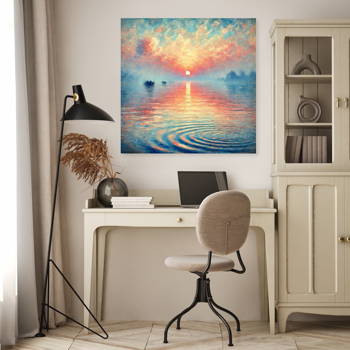 Pastel Sunrise Over Water Canvas