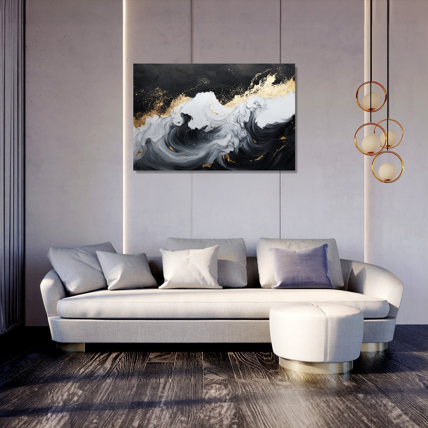 Golden Crest Waves Canvas