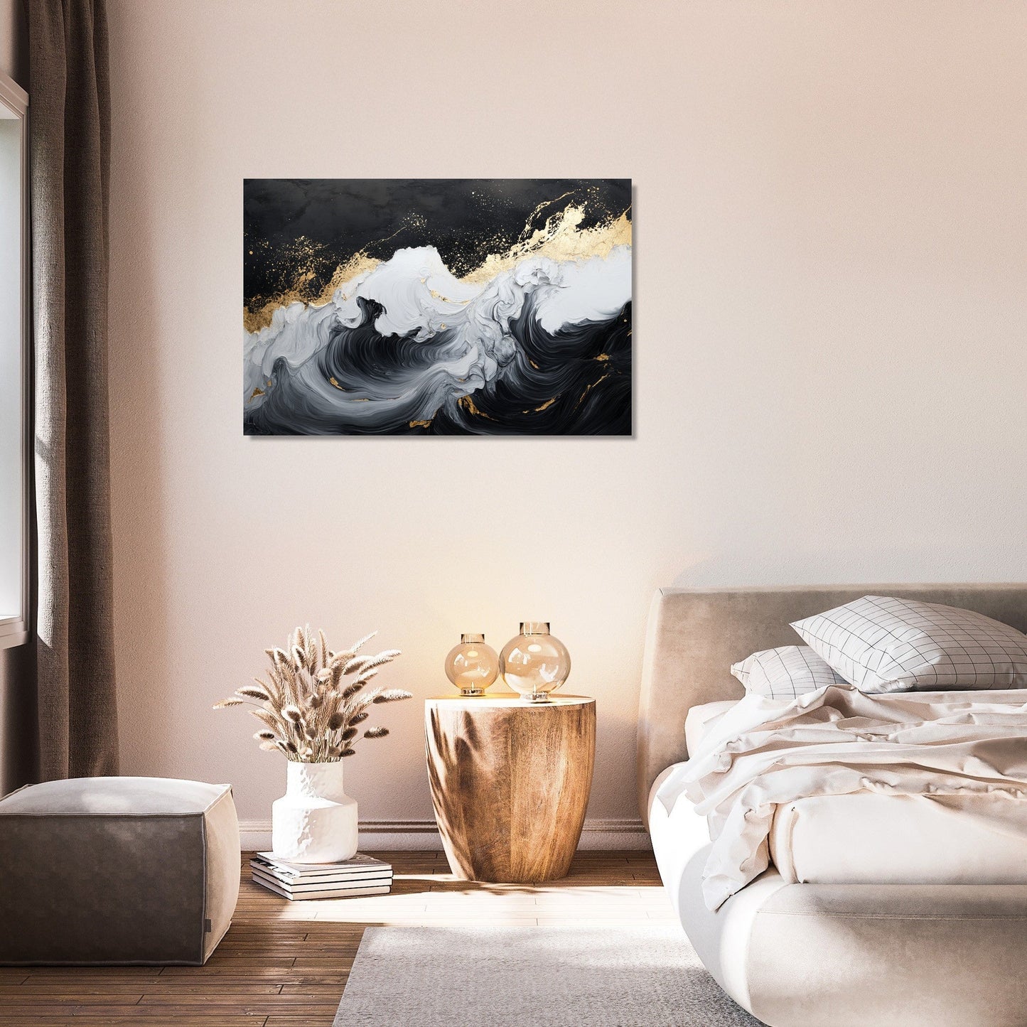 Golden Crest Waves Canvas