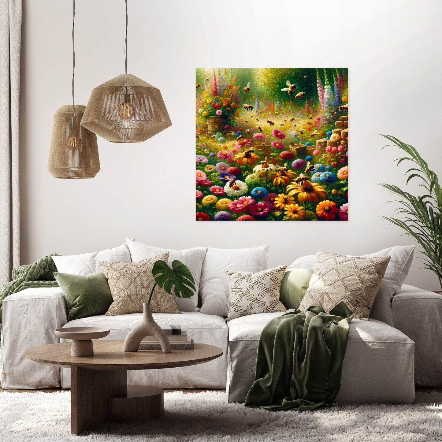 Bustling Garden Life Canvas