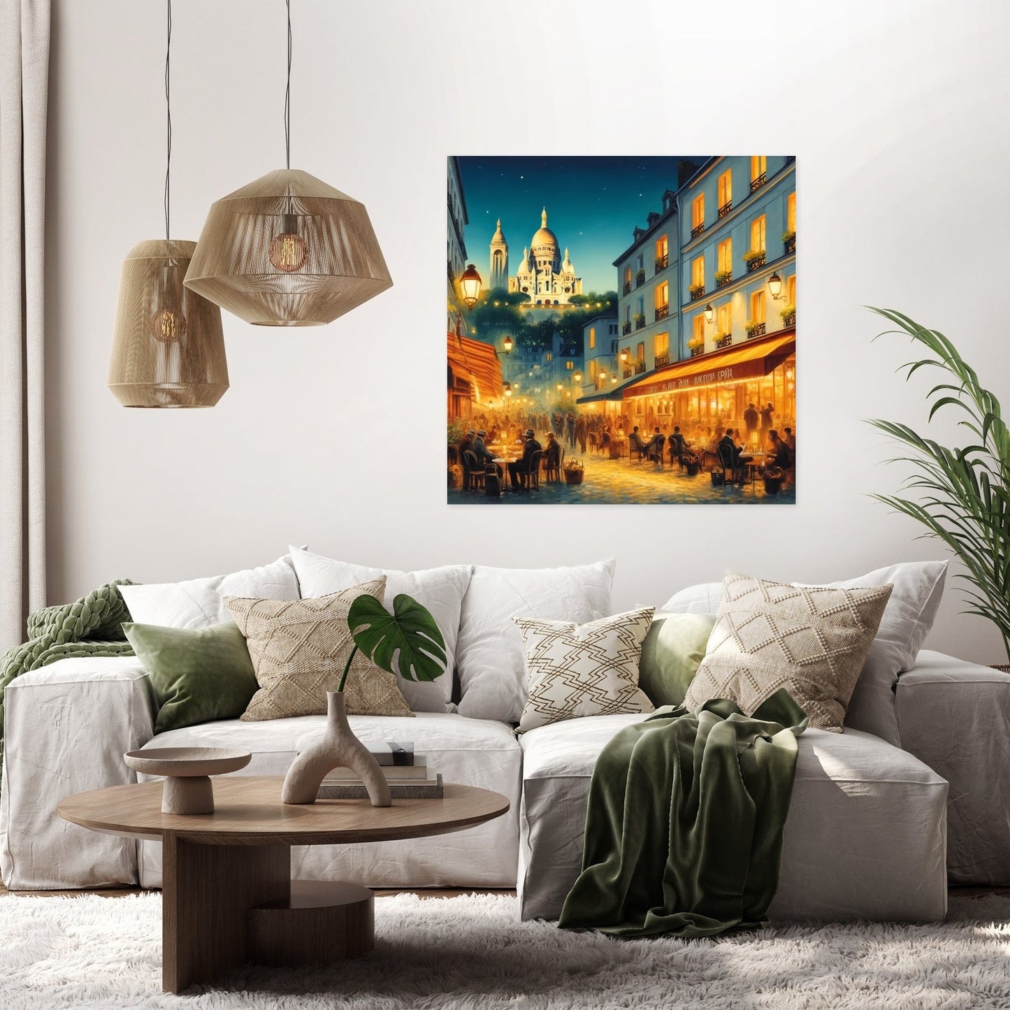 Twilight Over Paris Montmartre Canvas