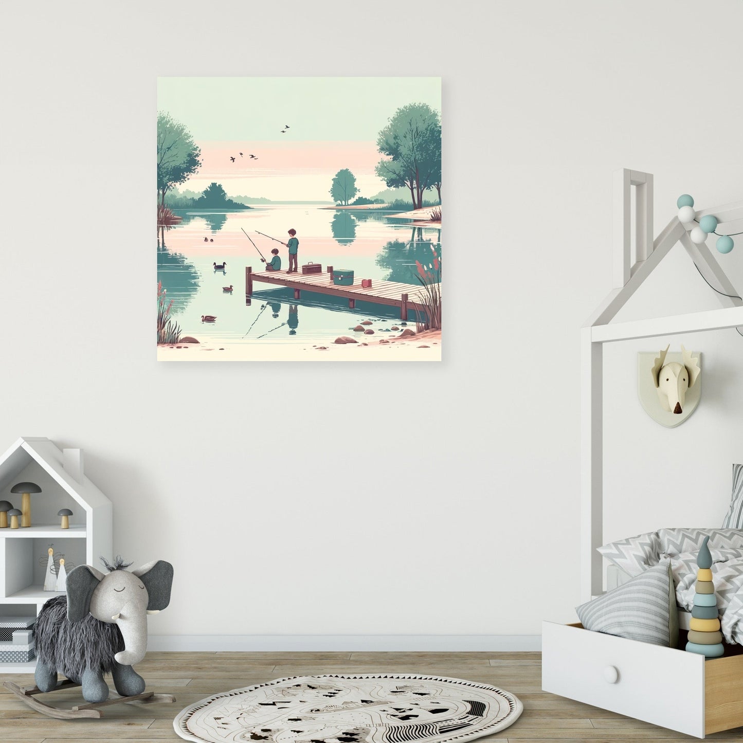 Lakeside Fishing Canvas