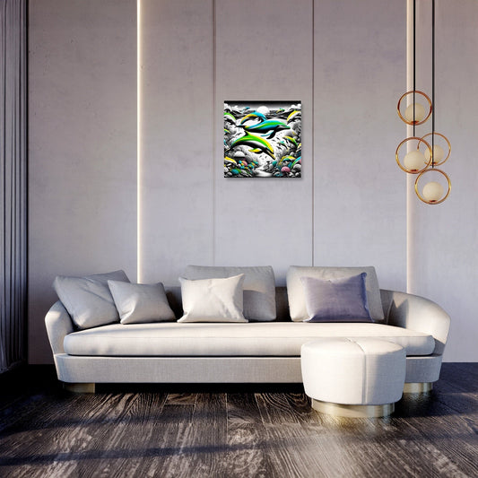 Dolphin Dance Pop Art Spectacle Canvas