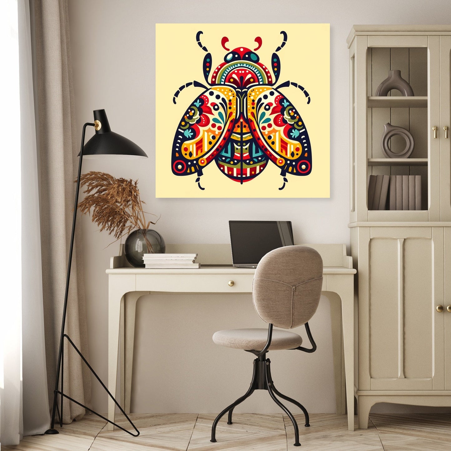 Folk Art Beetle Canvas