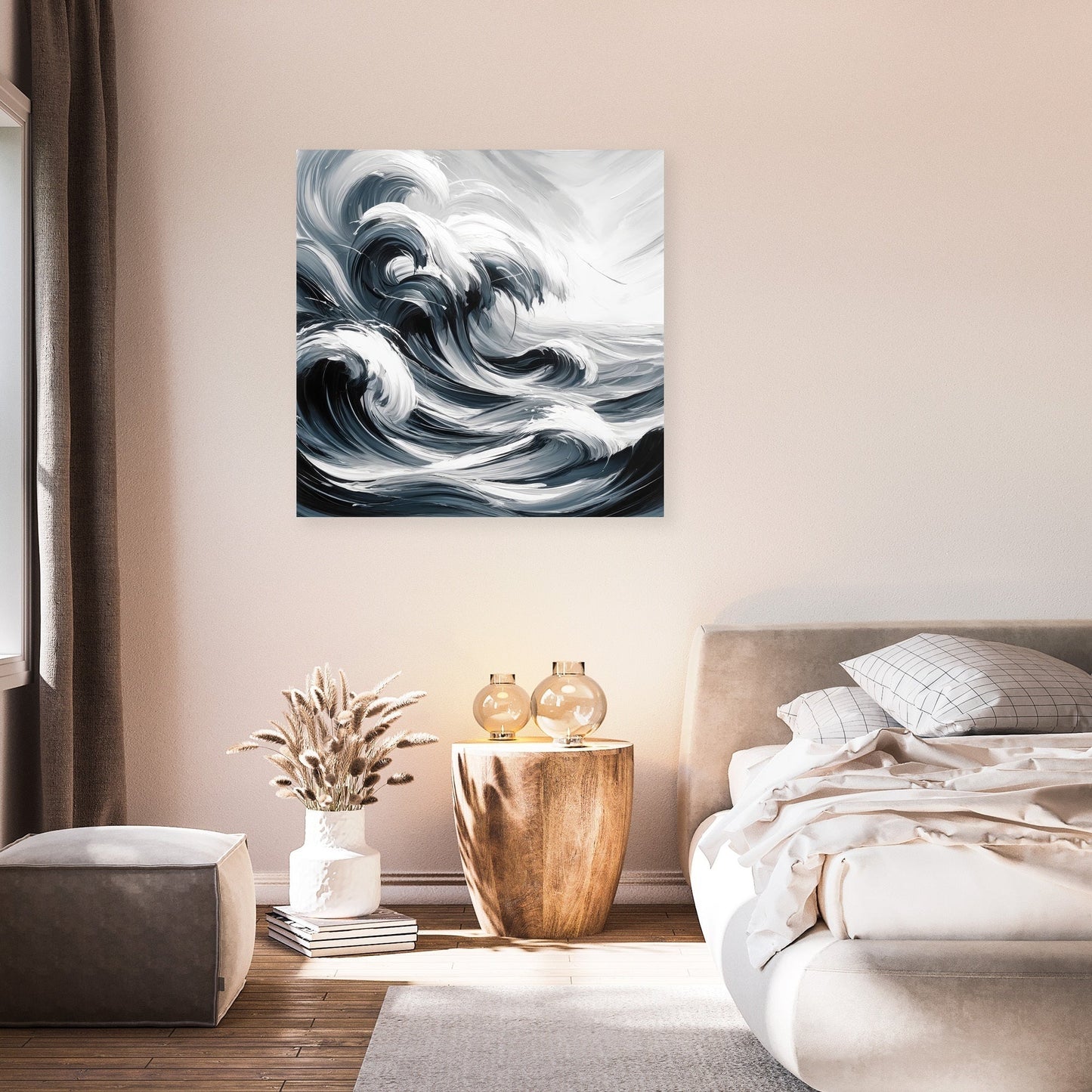 Monochrome Tides Canvas
