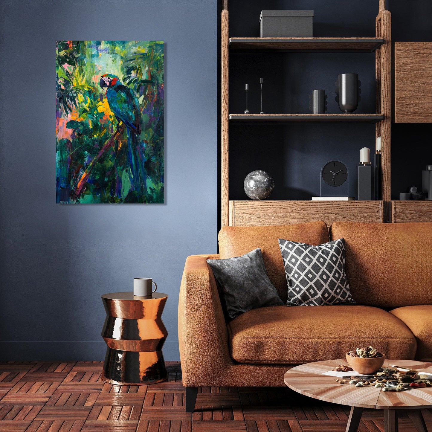 Parrot on Branch Canvas
