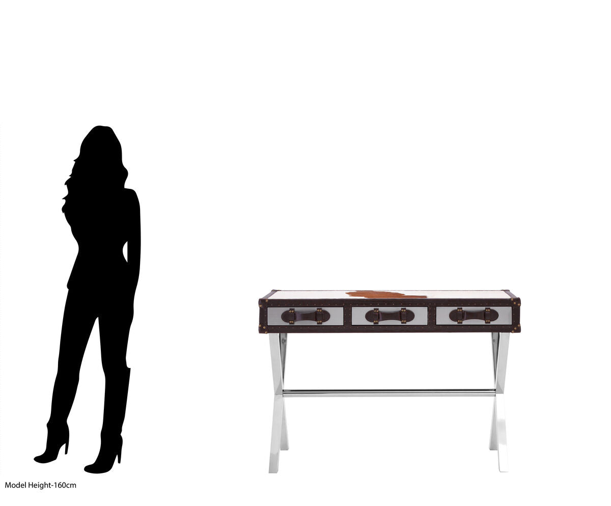 Kensington Townhouse Brown And White Genuine Cowhide Console Table