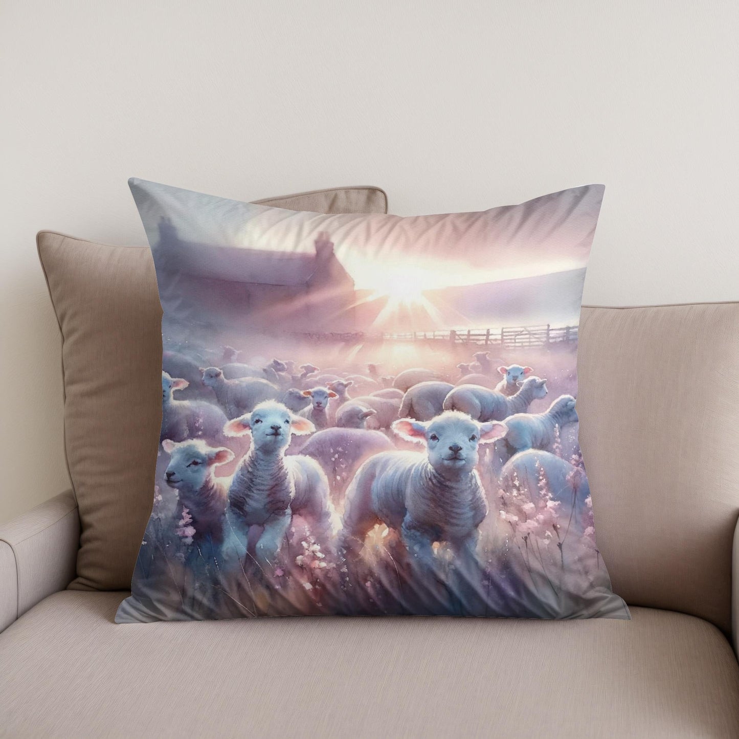 Dawn's Gentle Lambs Cotton Cushion
