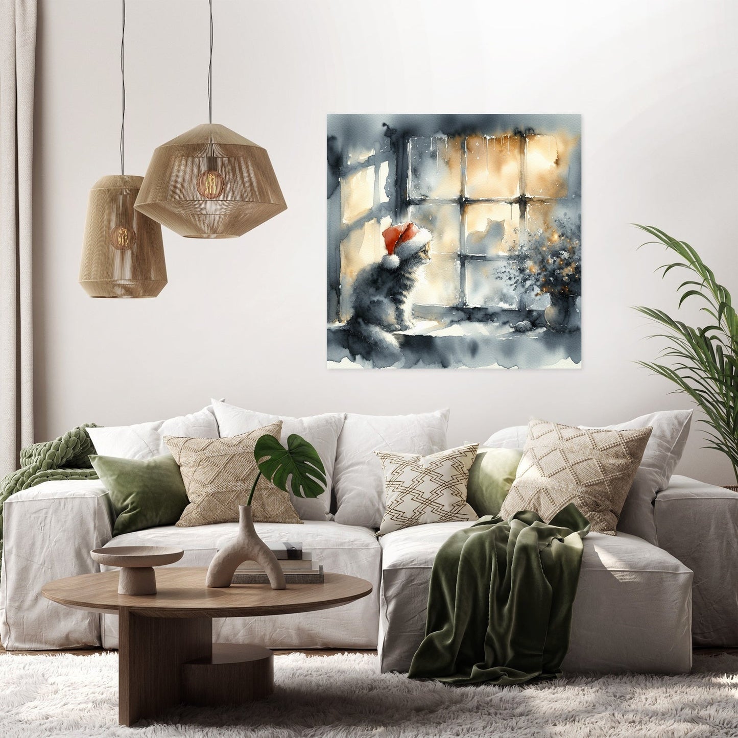 Christmas Solitude Feline Canvas