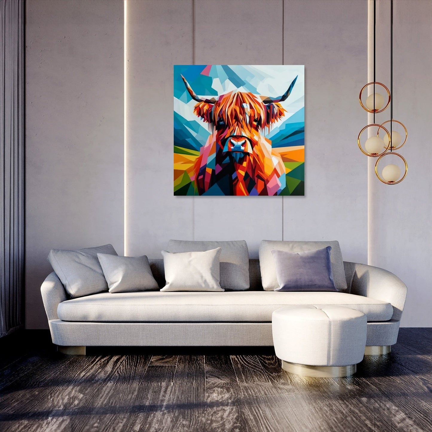 Cubist Highland Cow Essence Canvas