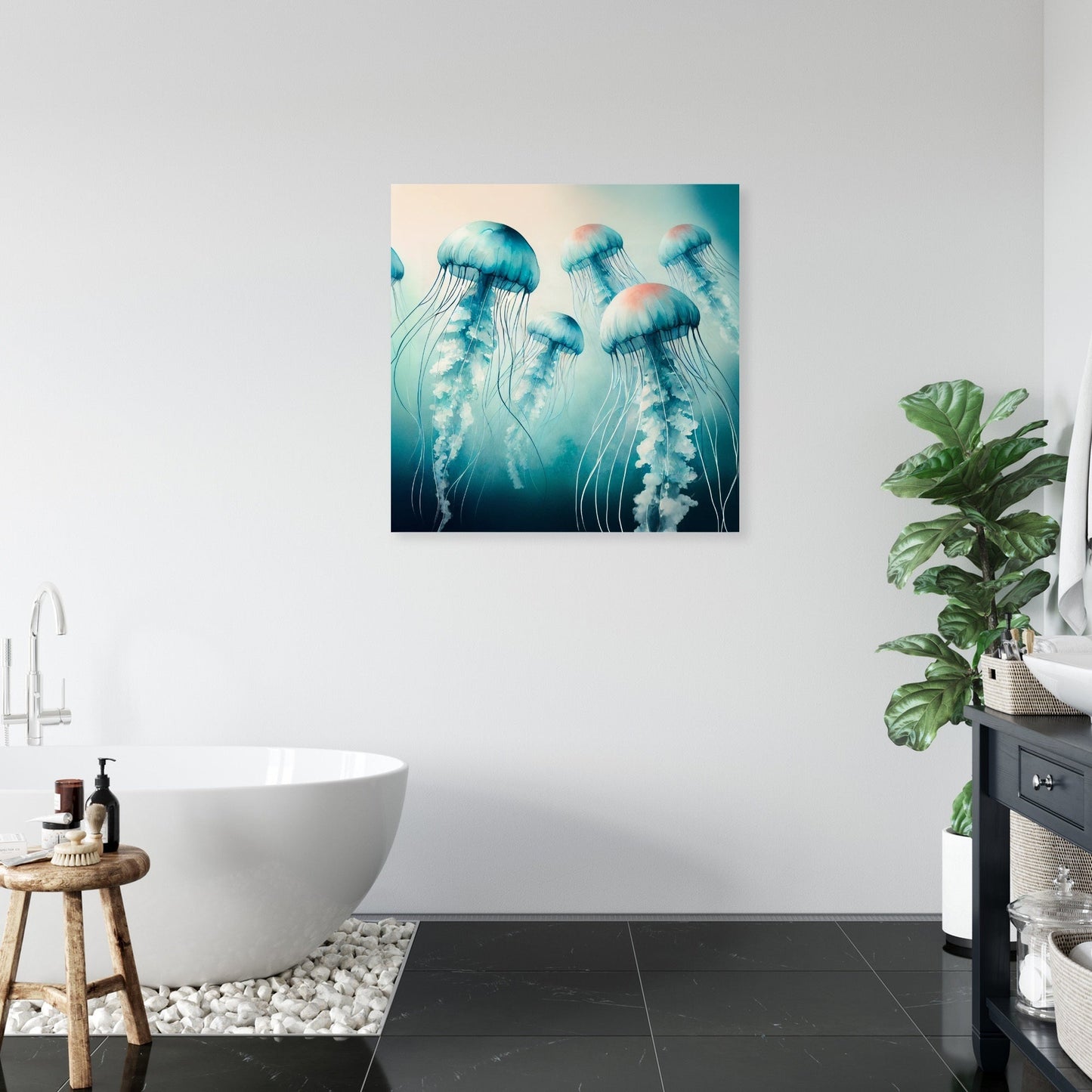 Serene Jellyfish Drift Canvas