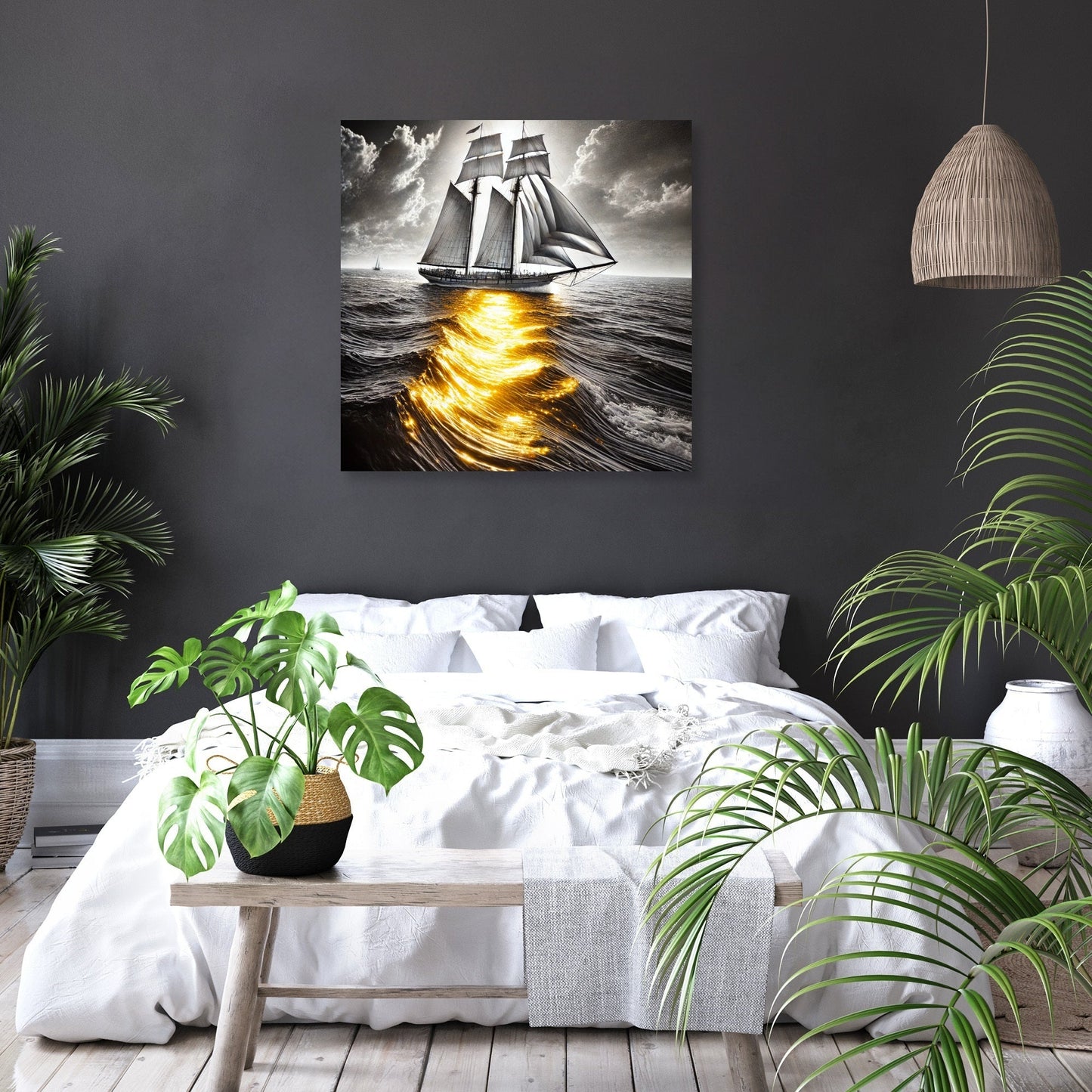 Golden Reflection Sailboat Canvas