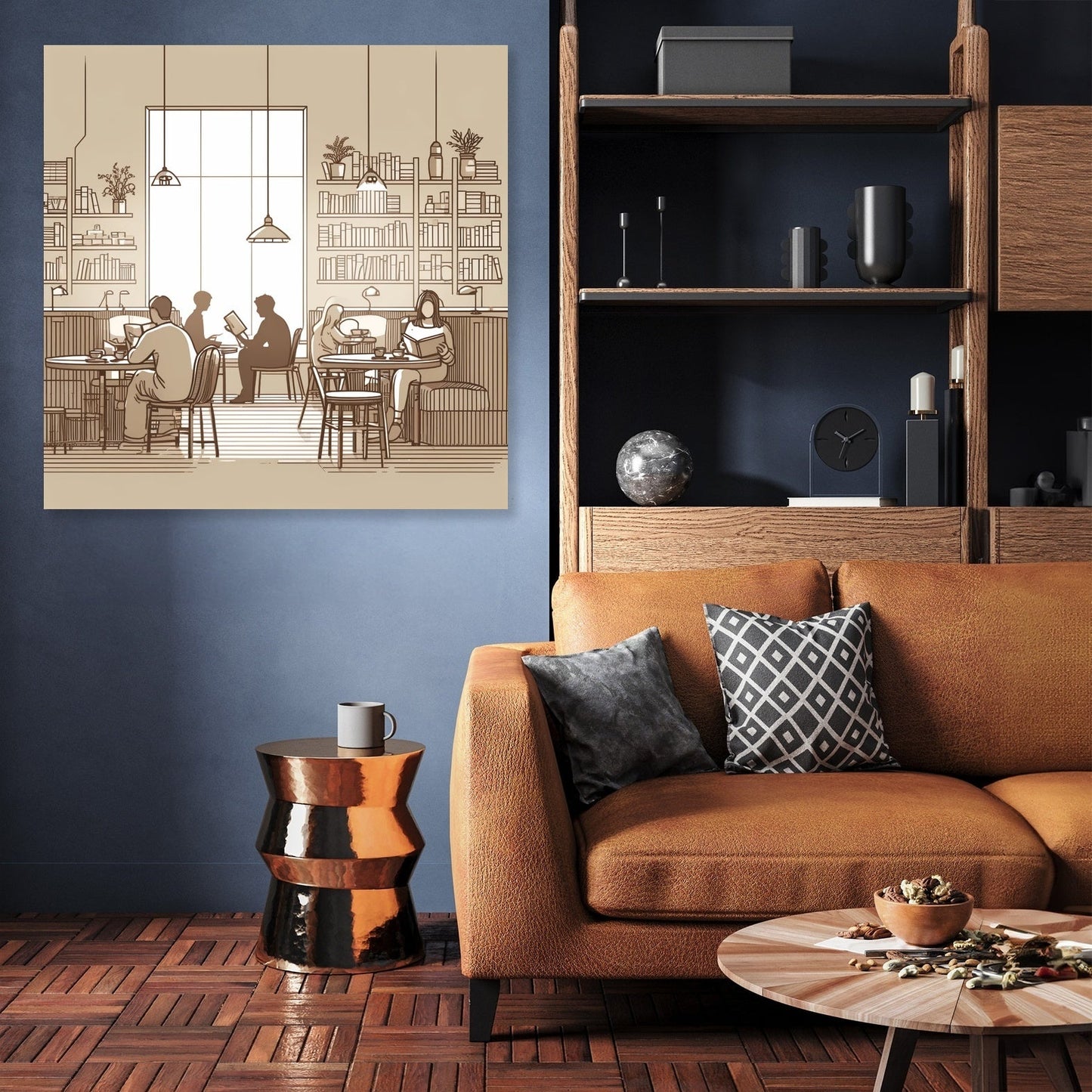 Literary Cafe in Muted Shades Canvas