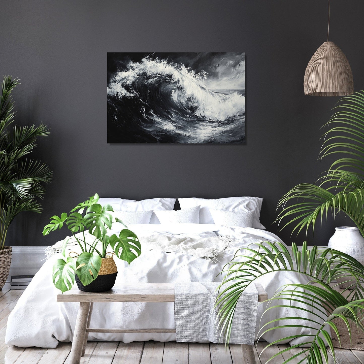 Monochrome Serenity Wave Canvas