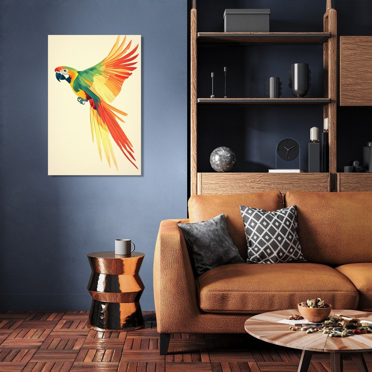 Vibrant Parrot Flight Canvas