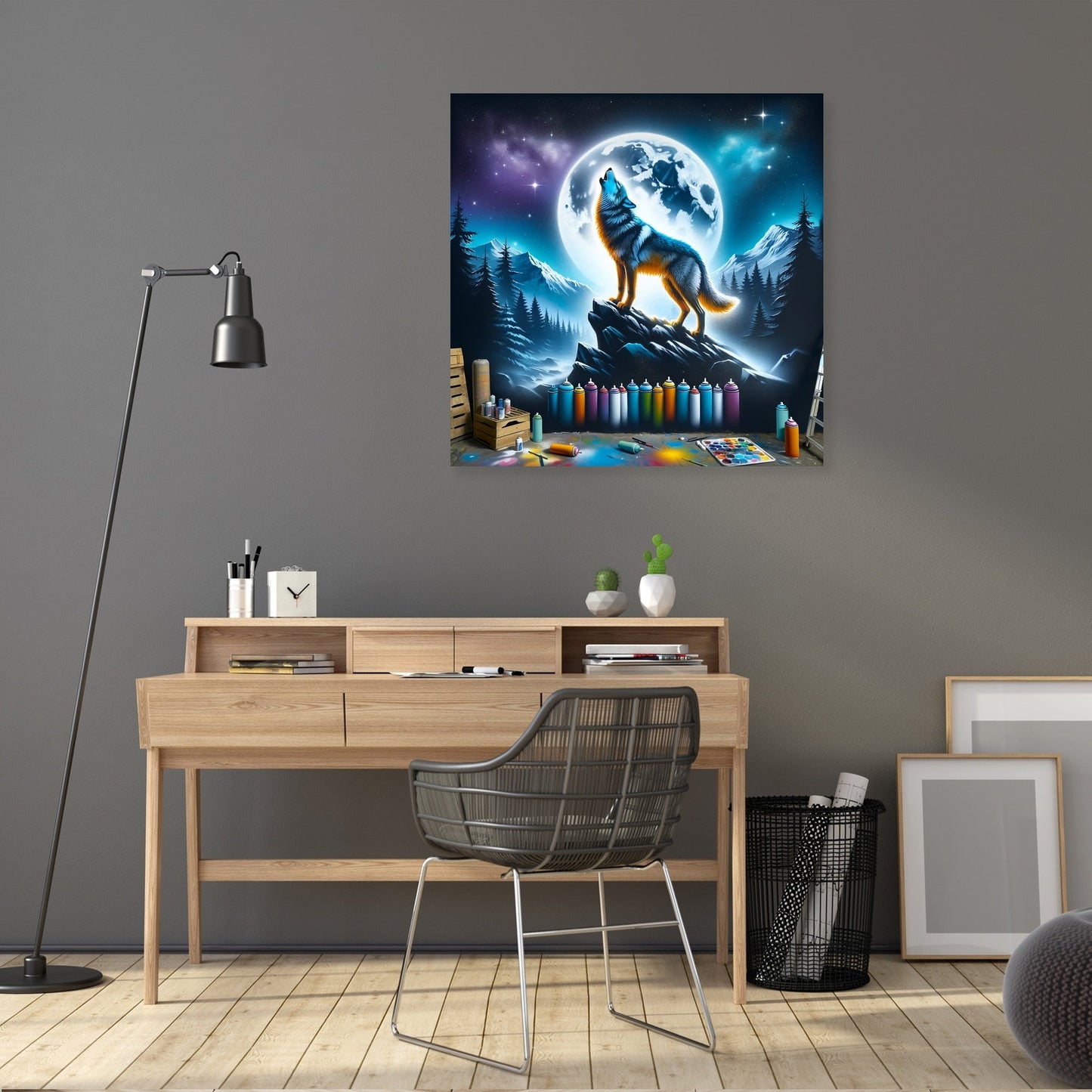 Howling Wolf Night Canvas