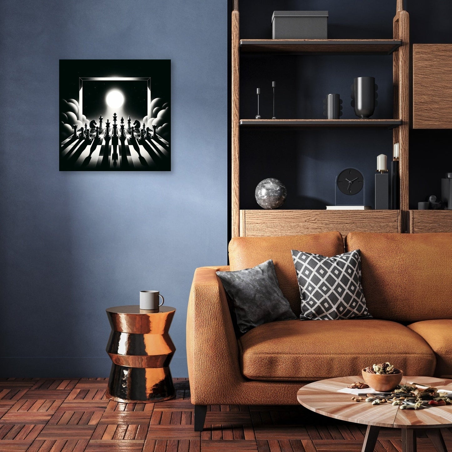 Strategic Shadows: Chessboard Canvas