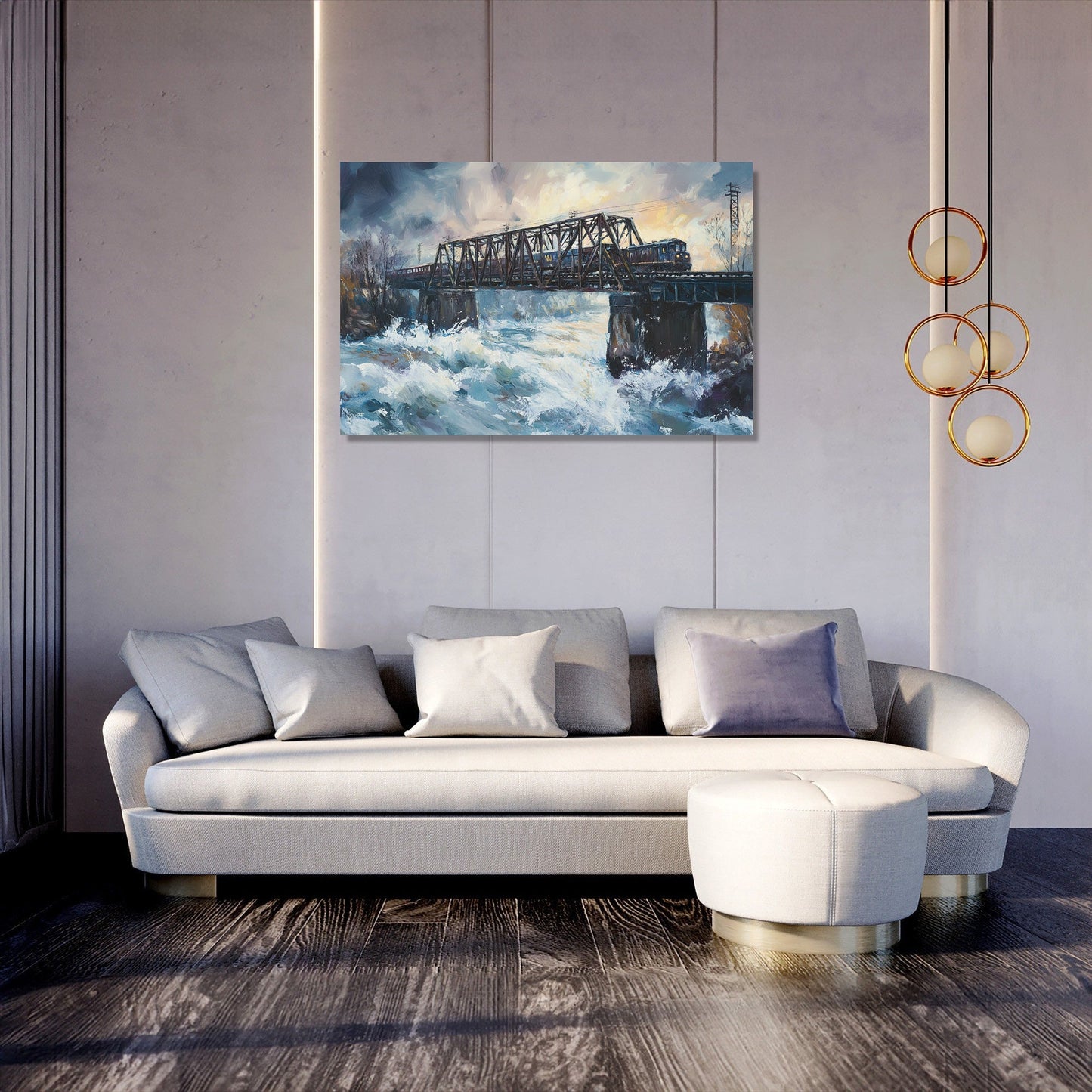 Train Over River Canvas