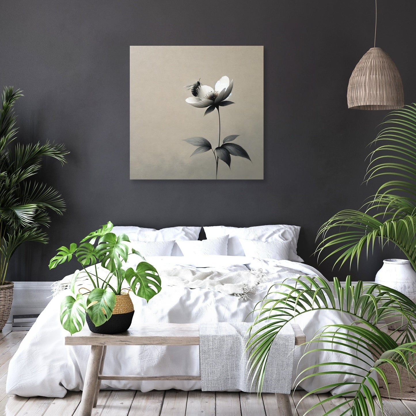 Solitude in Bloom Bee Canvas