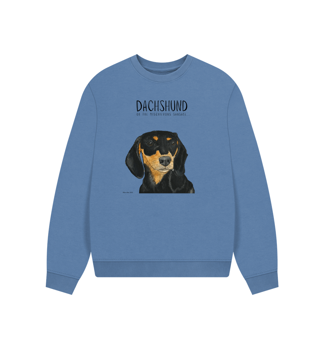 Comfy, Cozy, & Cute: The Black & Tan Dachshund Oversized Sweatshirt"