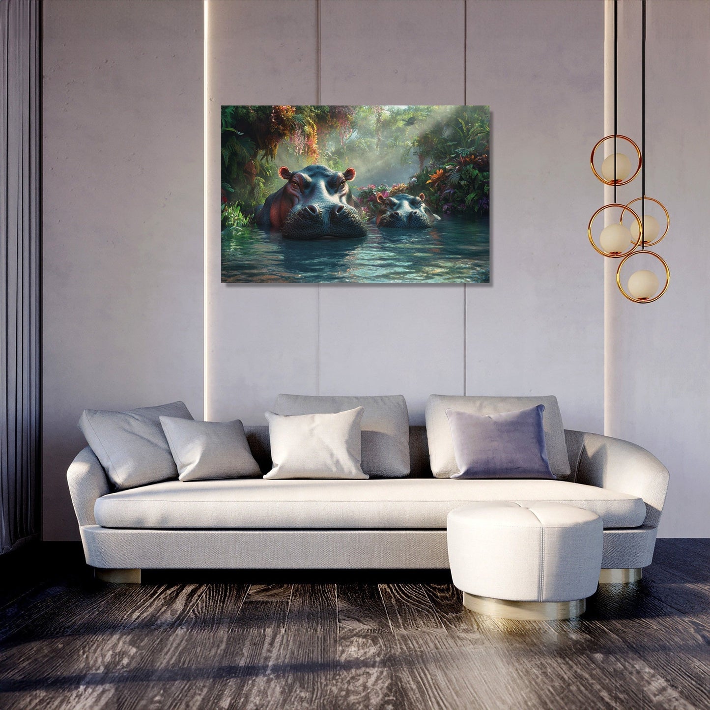 Hippo Family Reverie Canvas
