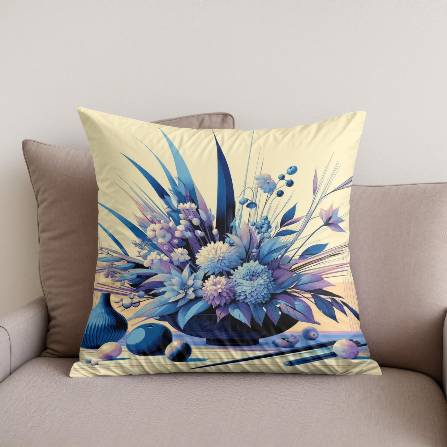 Modern Ikebana Cotton Cushion