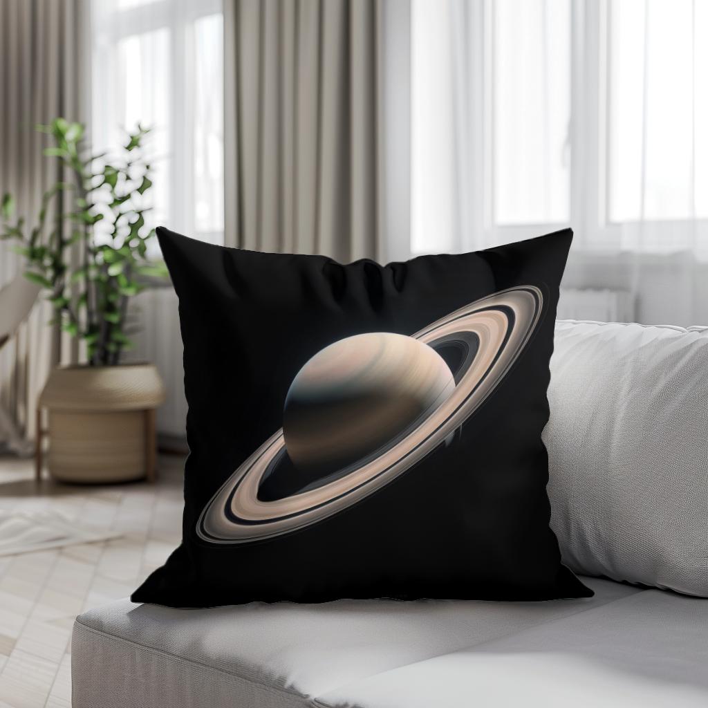 Saturn's Celestial Solitude Cotton Cushion