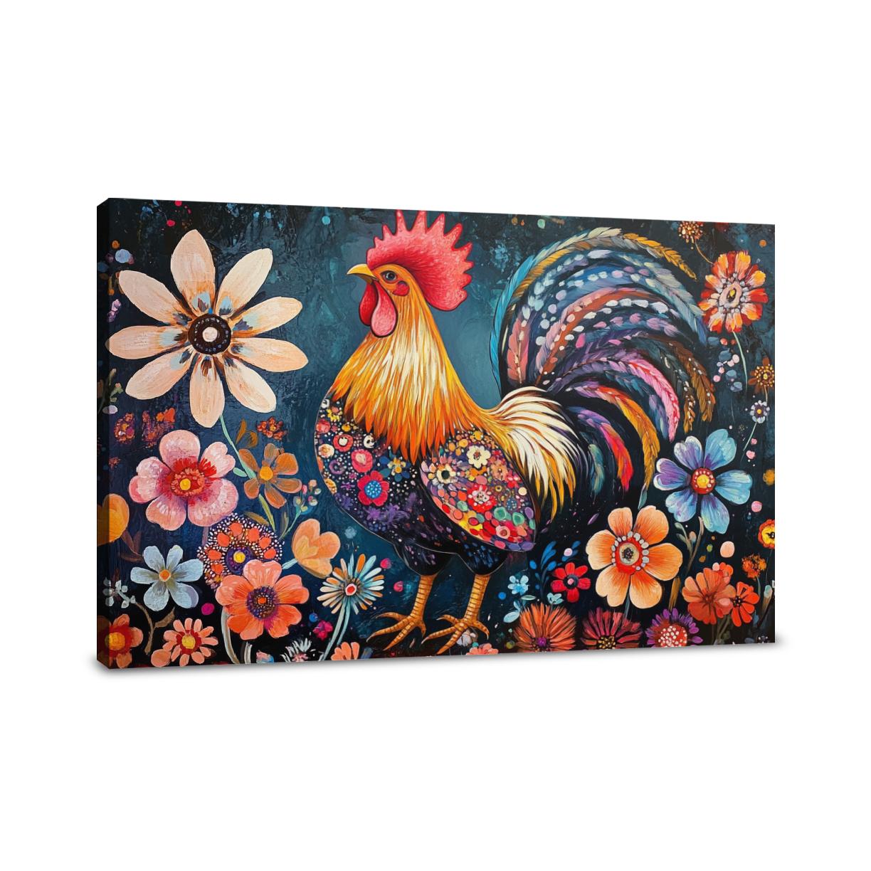 Rooster's Floral Canvas