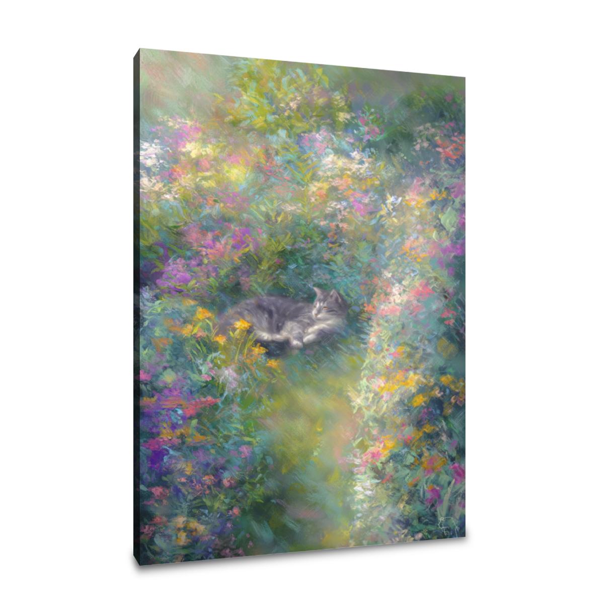 Garden Cat Morning Canvas