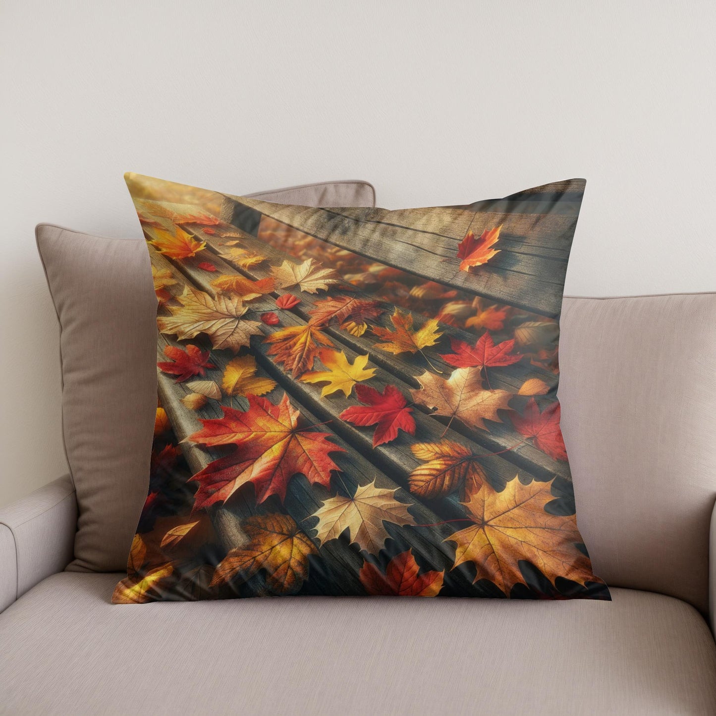 Park Bench in Autumn Cotton Cushion