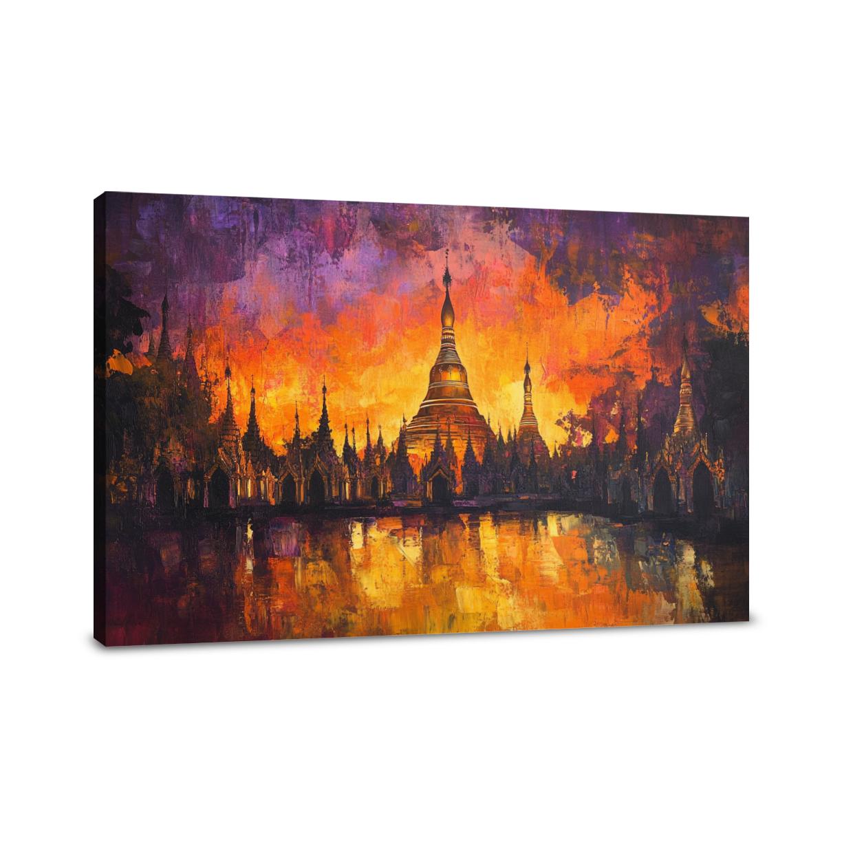 Shwedagon Sunset Reflection Canvas